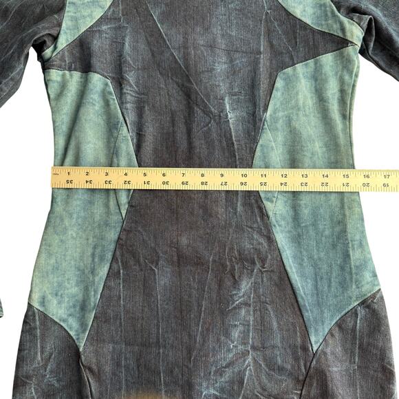 Gestuz Structured Denim Patchwork Long Sleeve Bodycon Mini Dress EU 40 US 8 - Picture 8 of 10